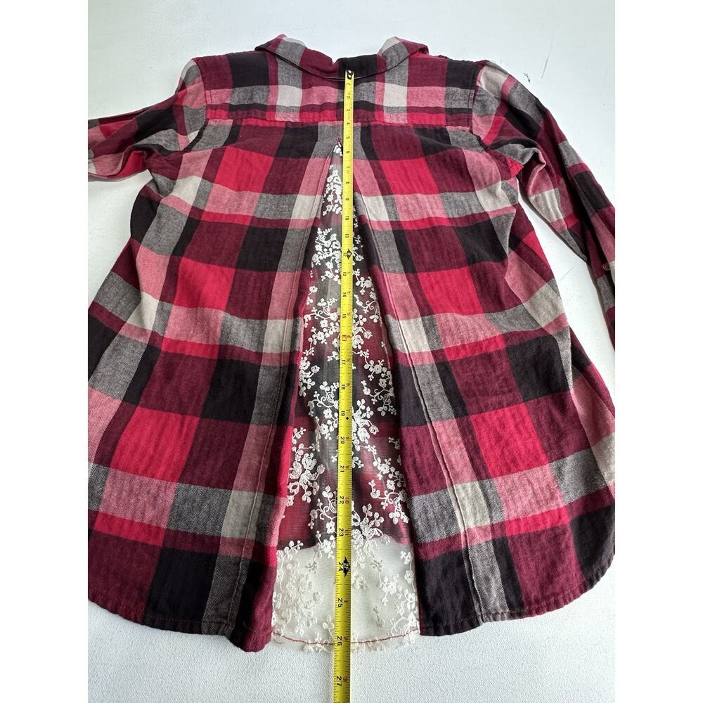 Anthropologie Isabella Sinclair Plaid Button Front Shirt Lace Back Top Size S - Picture 11 of 12